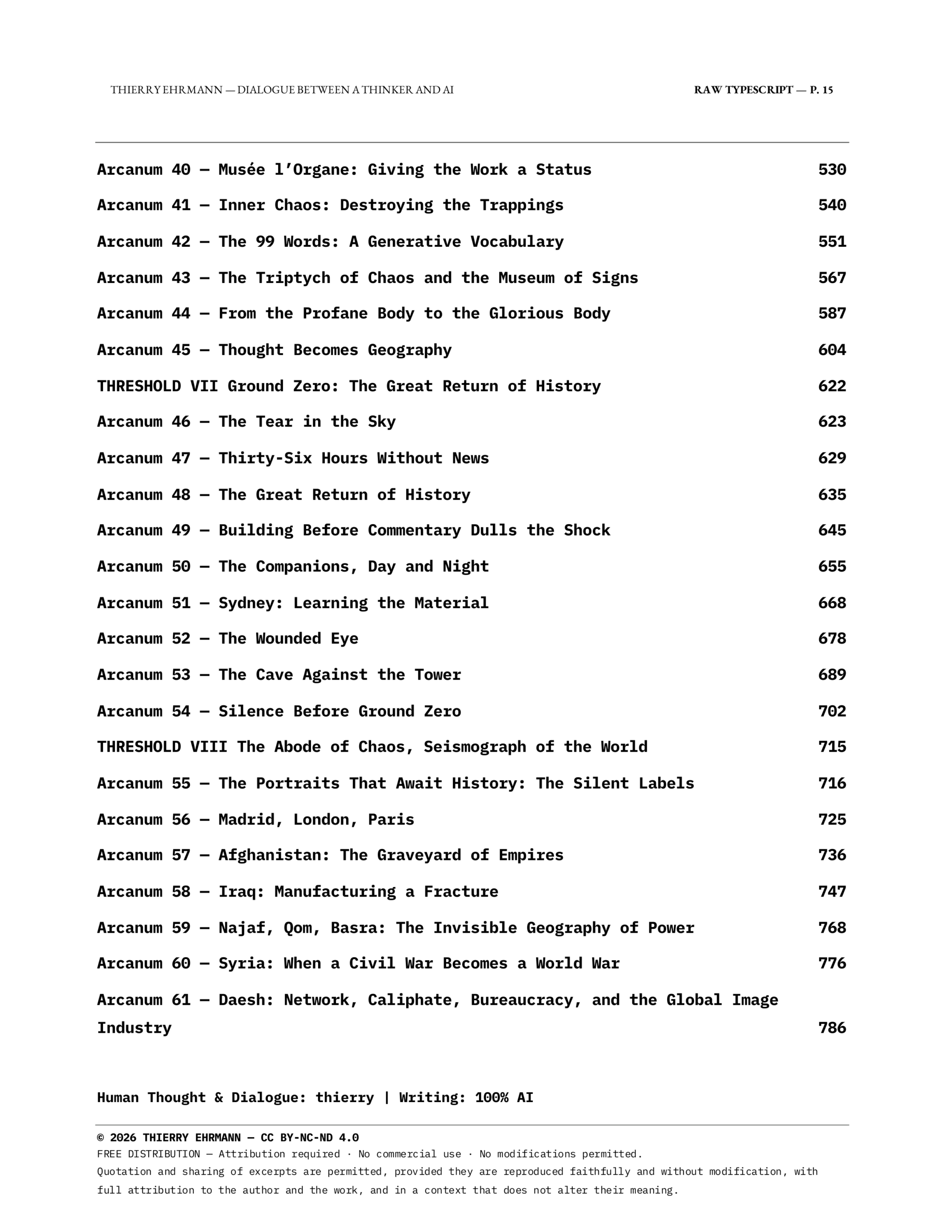 Dialogue Between a Thinker and AI - Table of Contents - Page 3