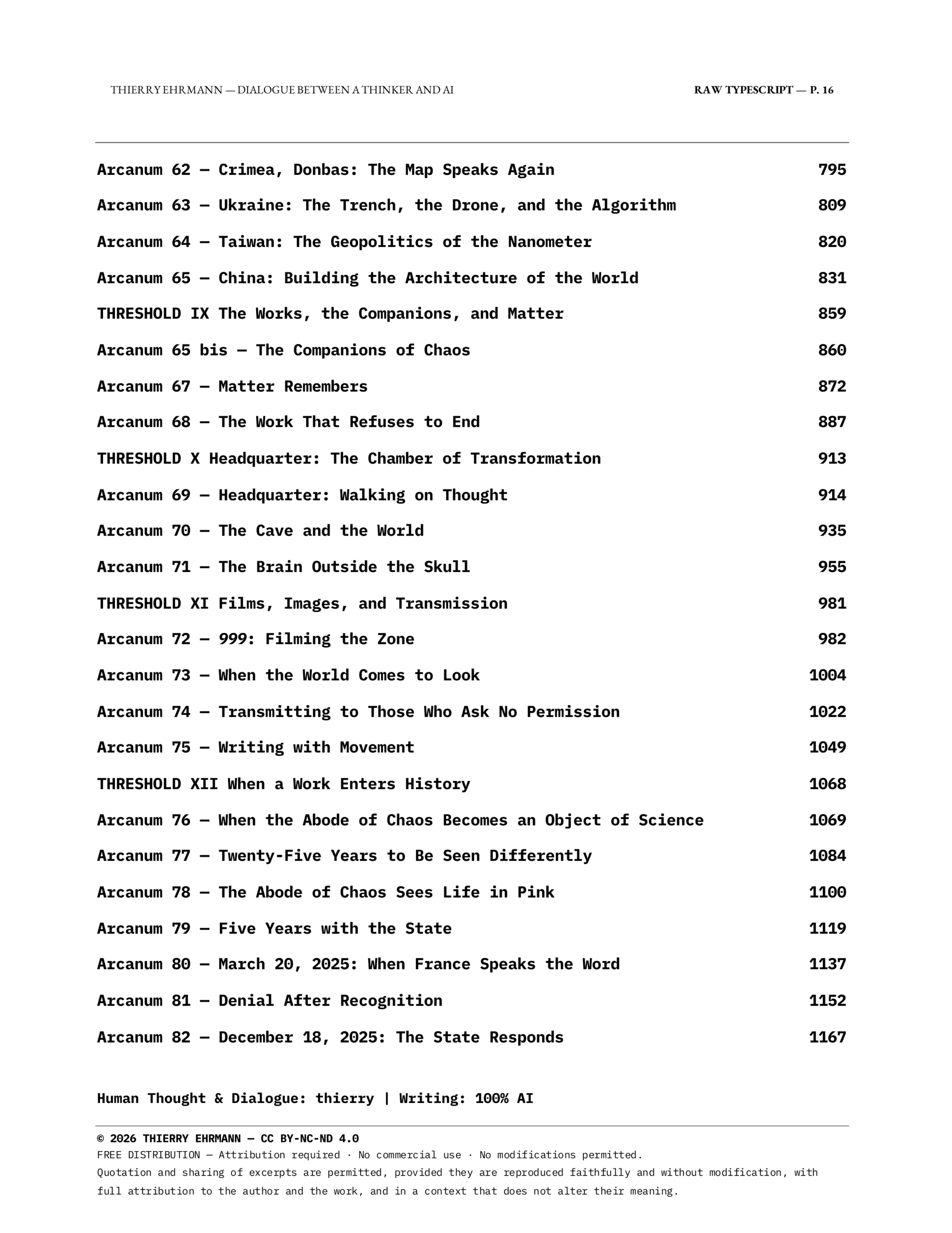 Dialogue Between a Thinker and AI - Table of Contents - Page 4