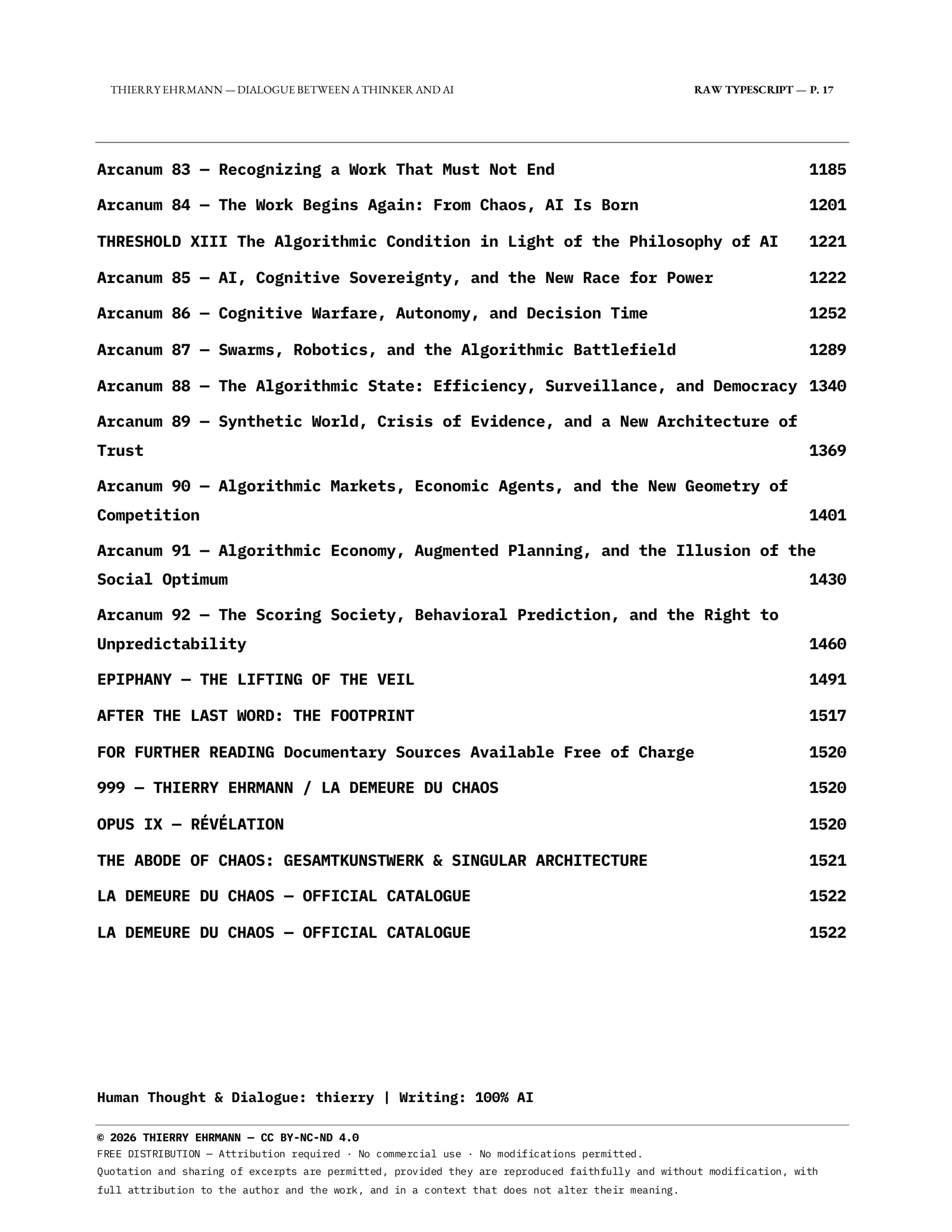 Dialogue Between a Thinker and AI - Table of Contents - Page 5